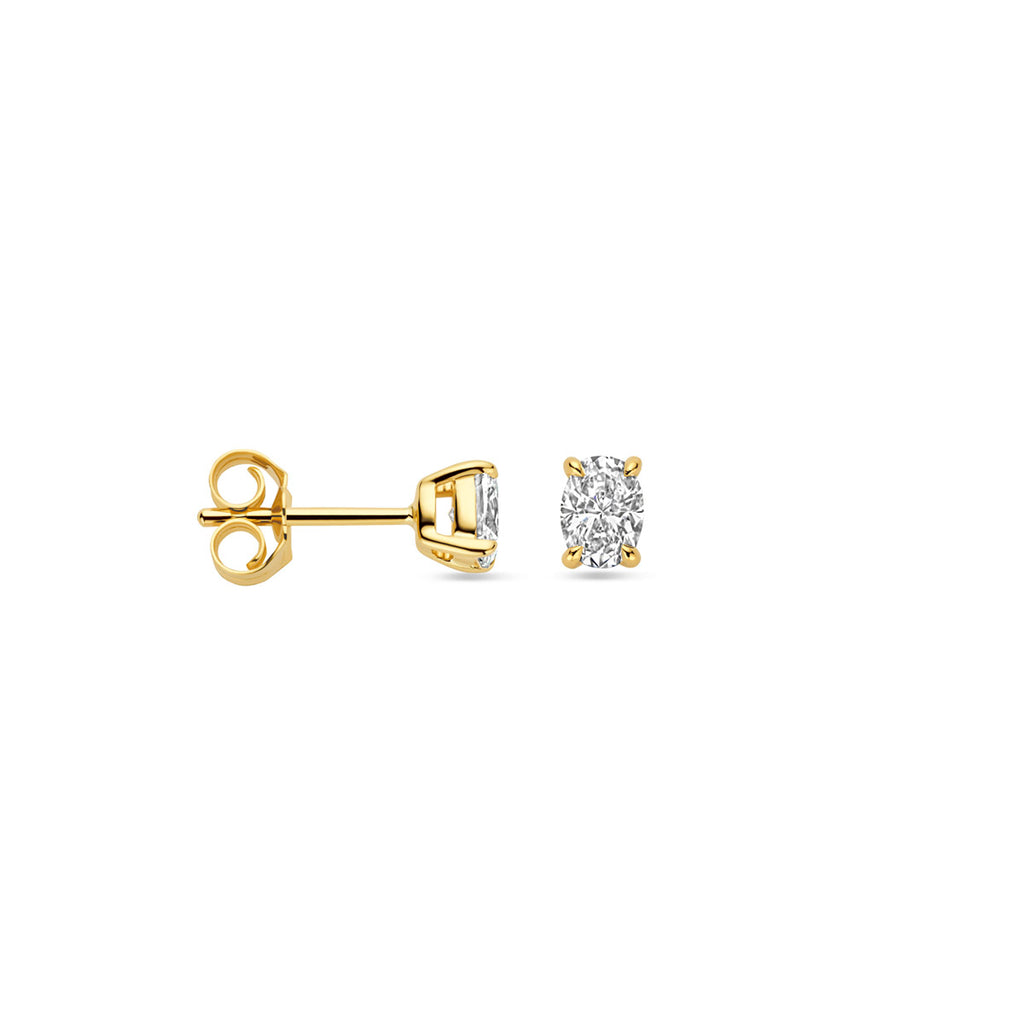 oorknoppen lab grown diamant 0.50ct. (2x 0.25ct) h si 5 mm 14K geelgoud