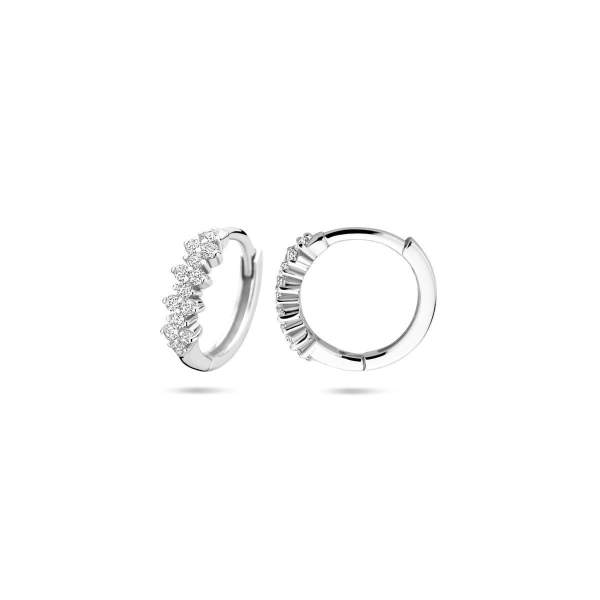 Klappohrringe Zirkonia 11,5 mm Silber rhodiniert