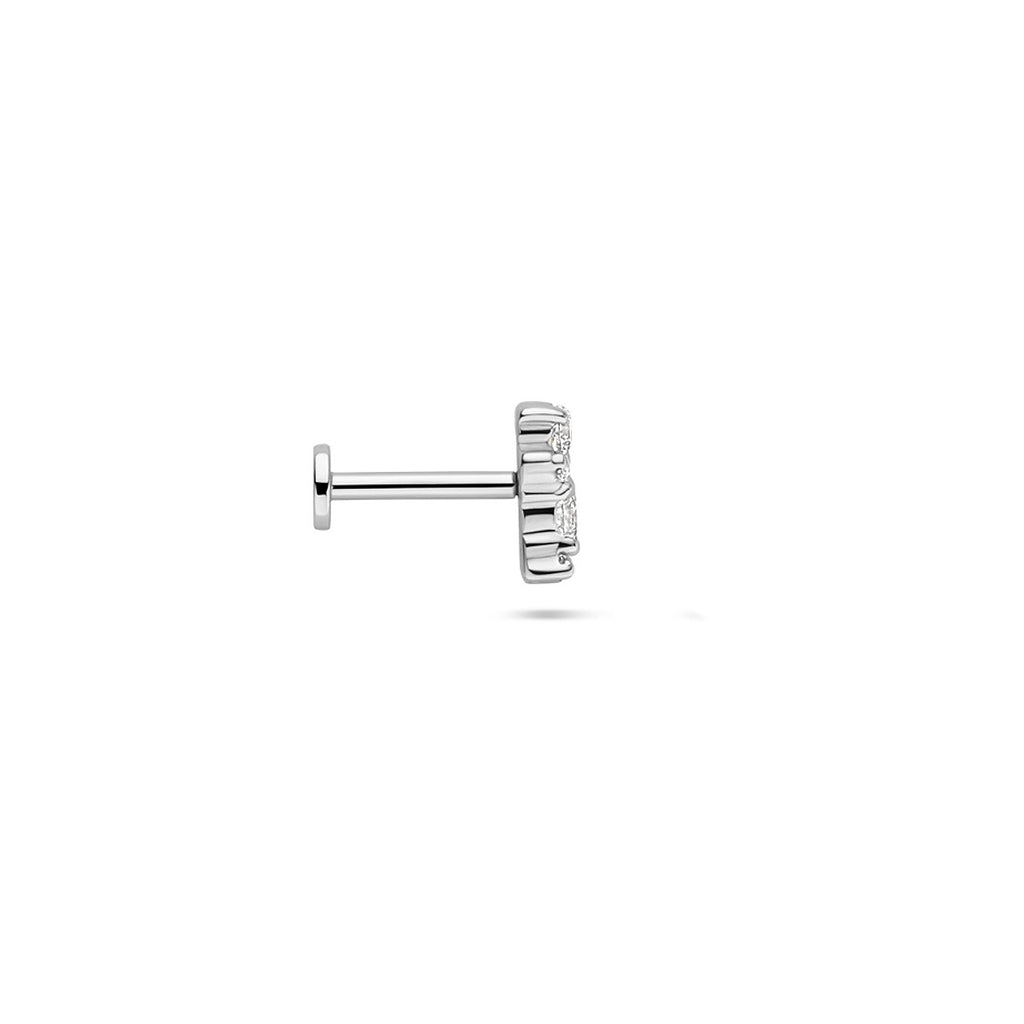 Flat Back Piercing Zirkonia 6,5 mm Silber rhodiniert