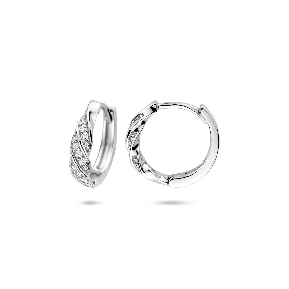 klapoorringen zirkonia 15 mm zilver gerhodineerd