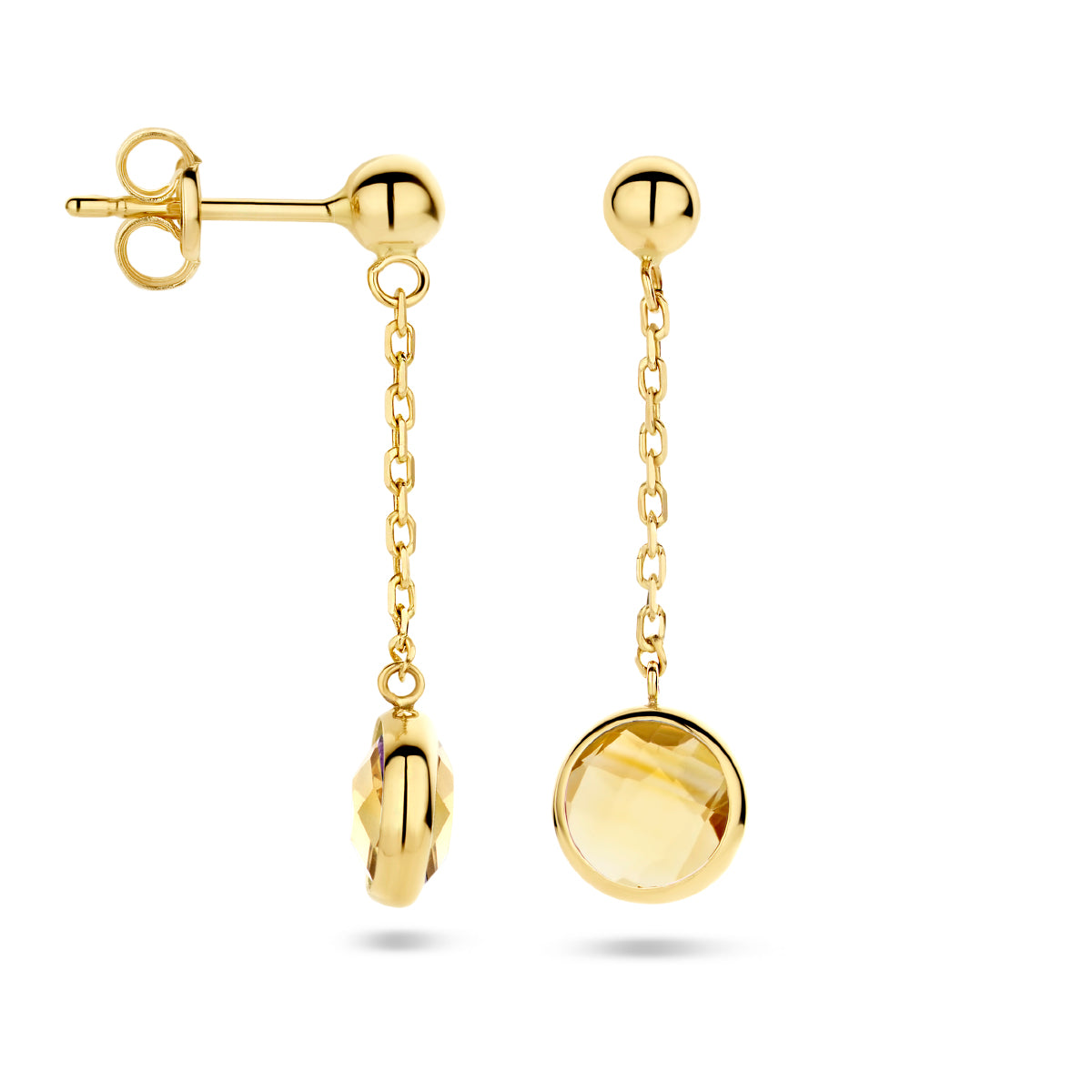 oorhangers citrien 14K geelgoud