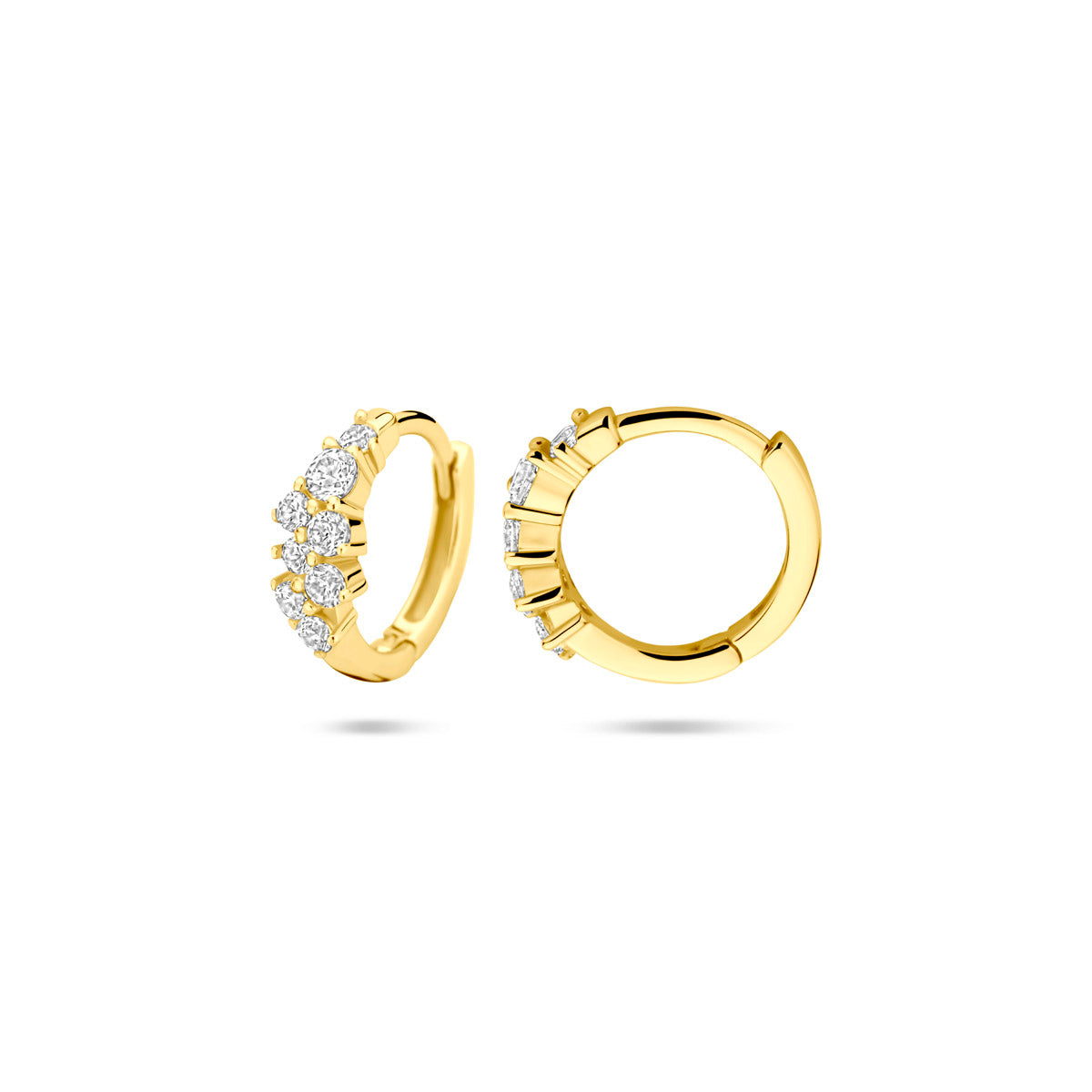 klapoorringen zirkonia 13 mm 1 micron zilver verguld (geel)