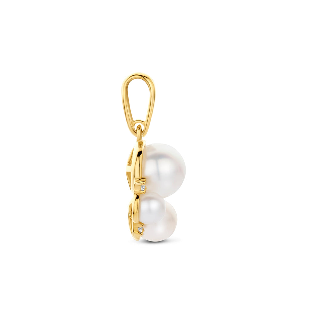 hanger parels en zirkonia 11 mm 14K geelgoud