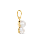 hanger parels en zirkonia 11 mm 14K geelgoud