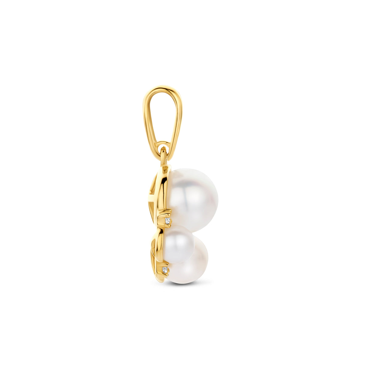 hanger parels en zirkonia 11 mm 14K geelgoud
