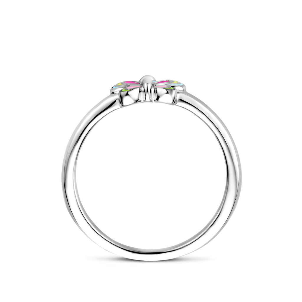 ring vlinder emaille zilver gerhodineerd