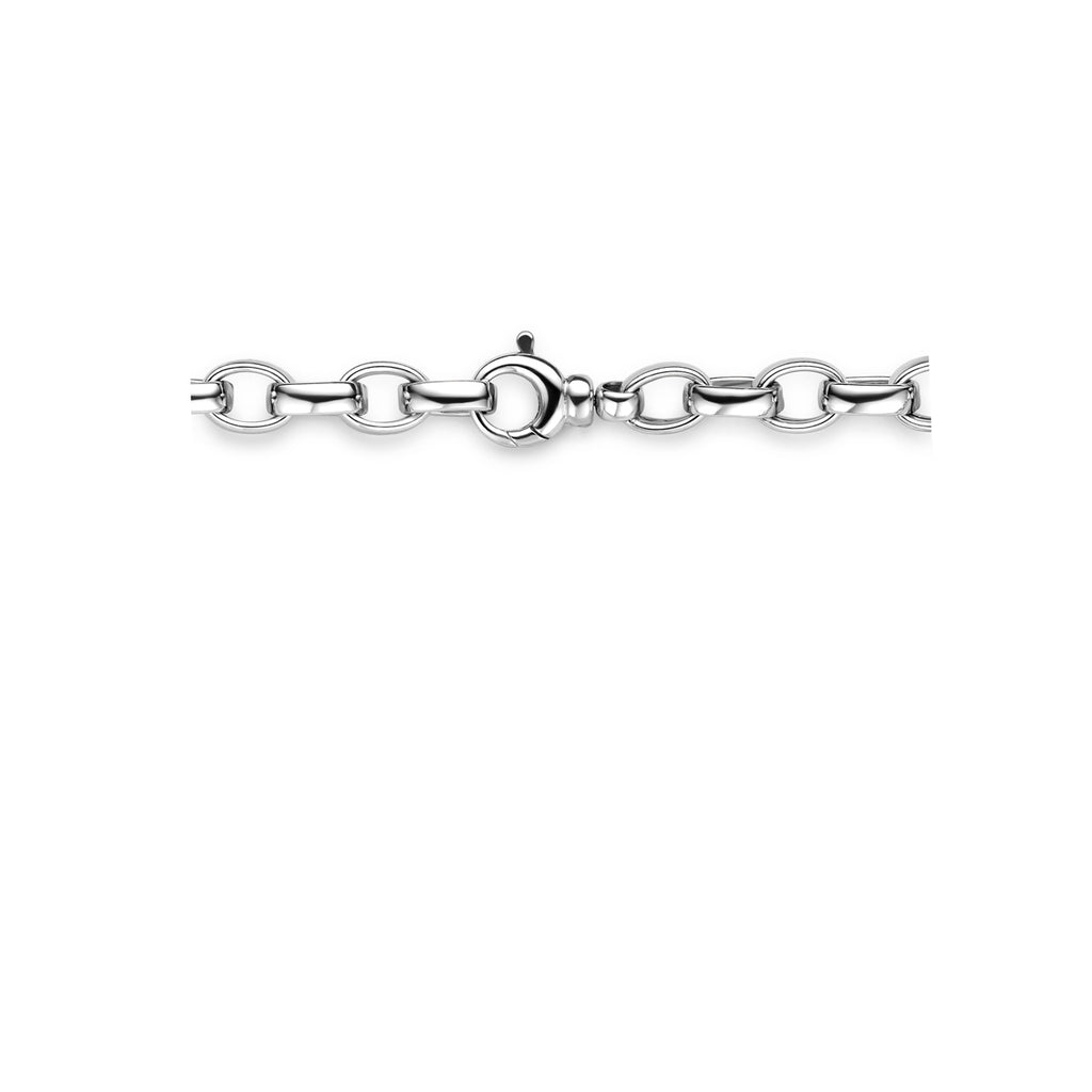 Halskette Jasseron Oval Zirkonia 7,5 mm 45 cm Silber rhodiniert