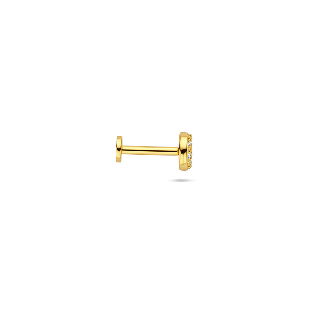 flat back piercing rond zirkonia 4 mm 1 micron zilver verguld (geel)