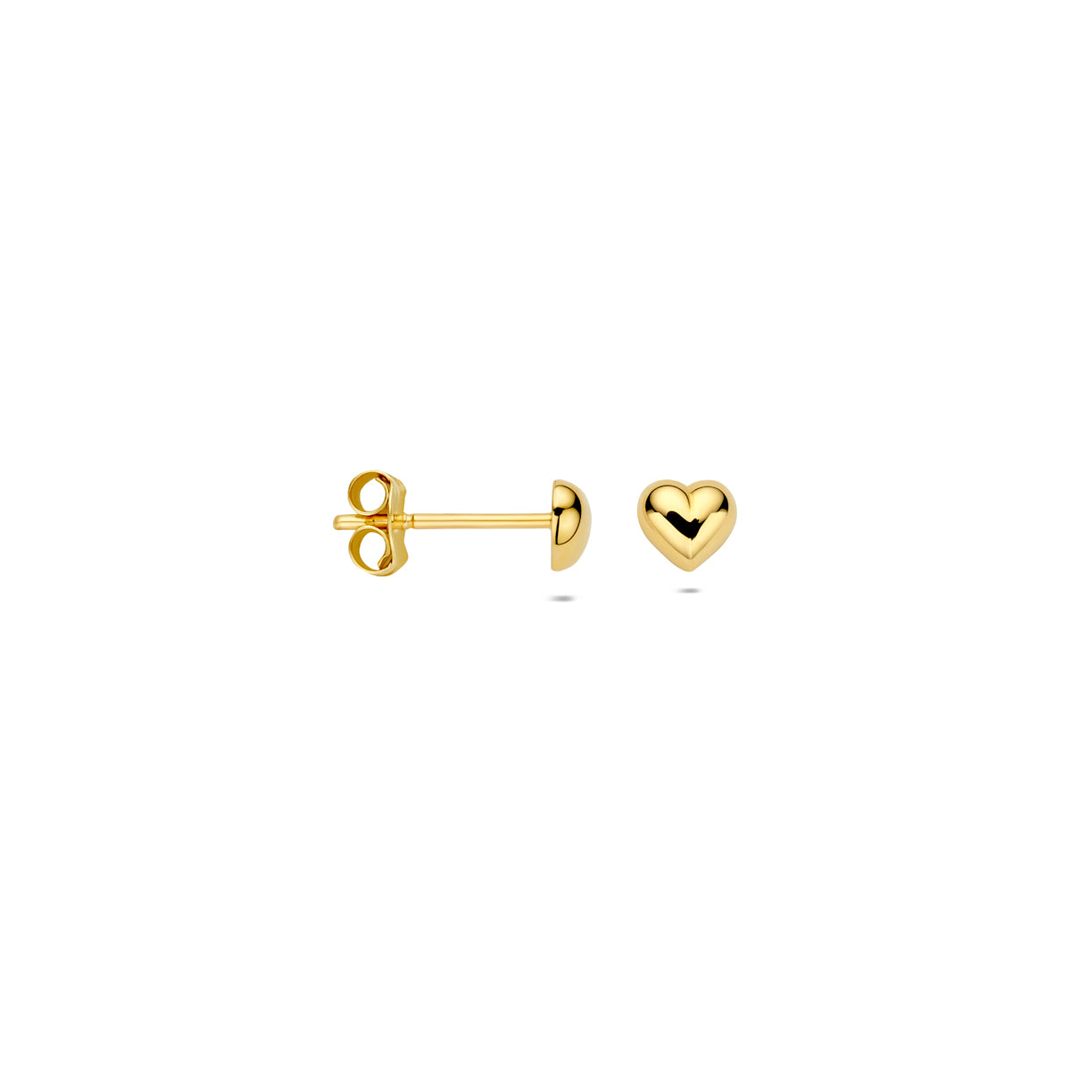 9k oorknoppen hart 4 mm 9K geel