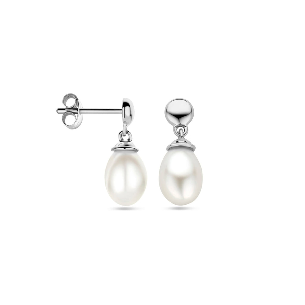 Ohrhänger Perle 15 mm 14K Weißgold