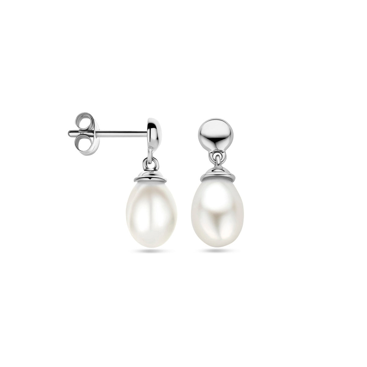 Ohrhänger Perle 15 mm 14K Weißgold