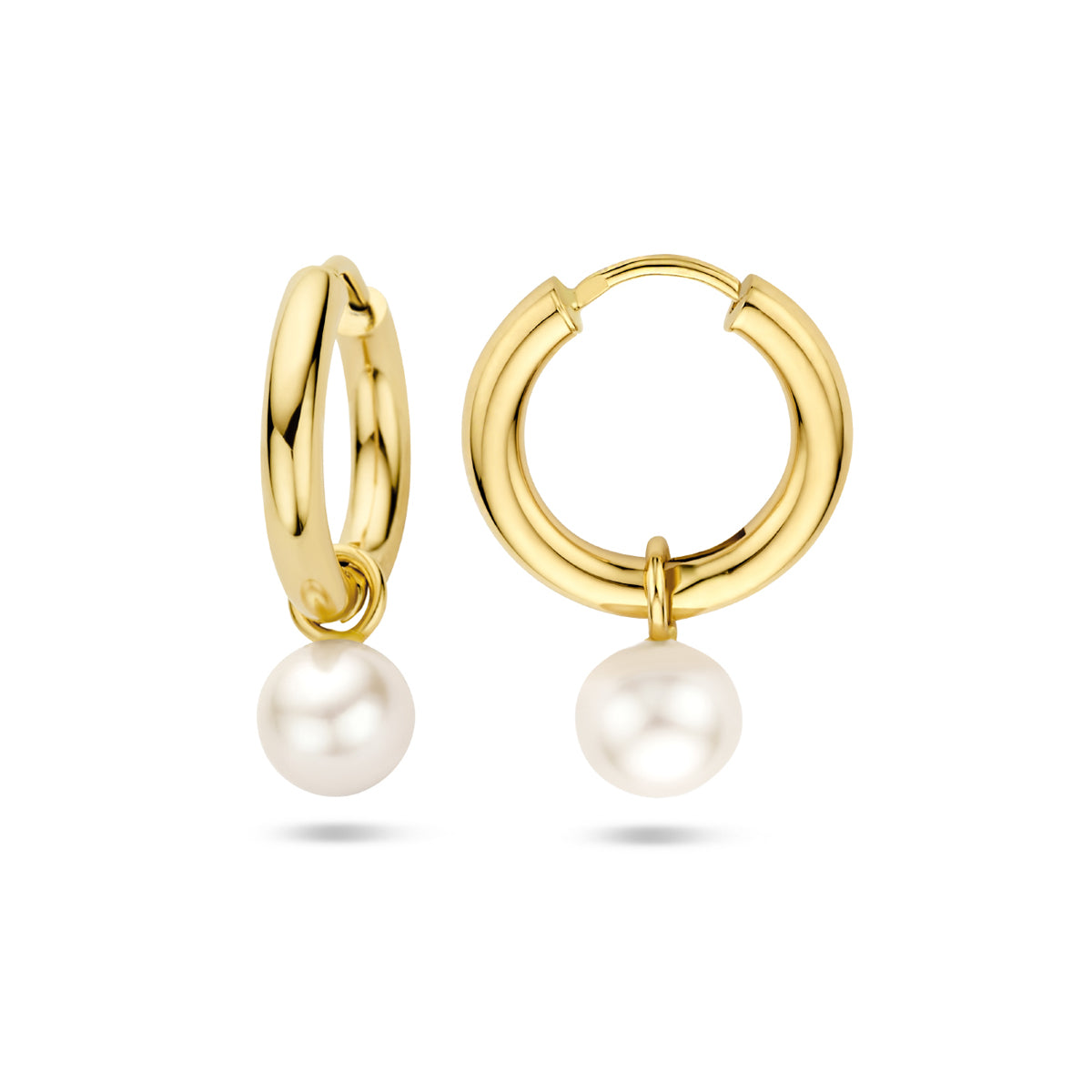 klapoorringen parel 24 mm 14K geelgoud - rond