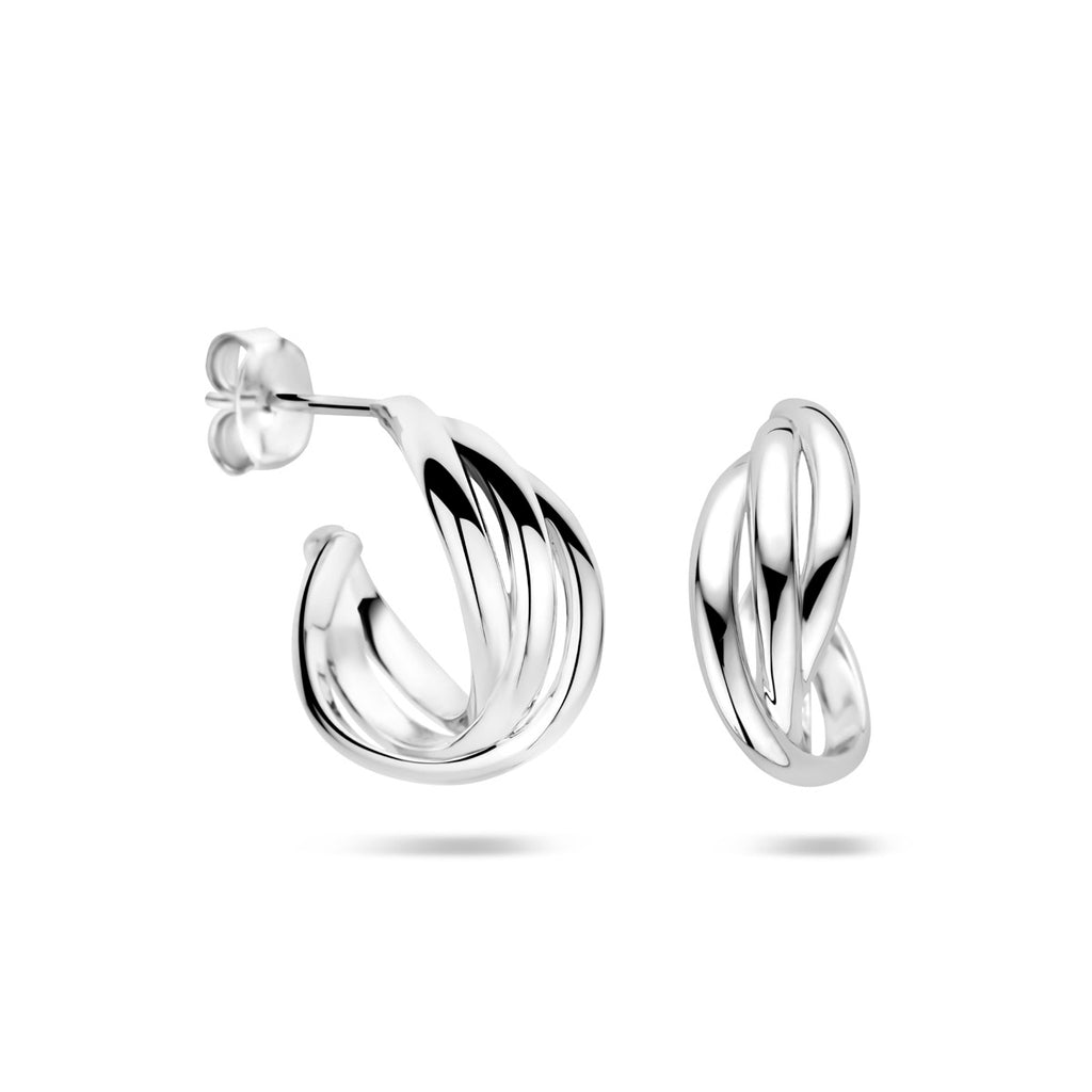 stekeroorringen gedraaid 16 mm zilver gerhodineerd - gedraaid