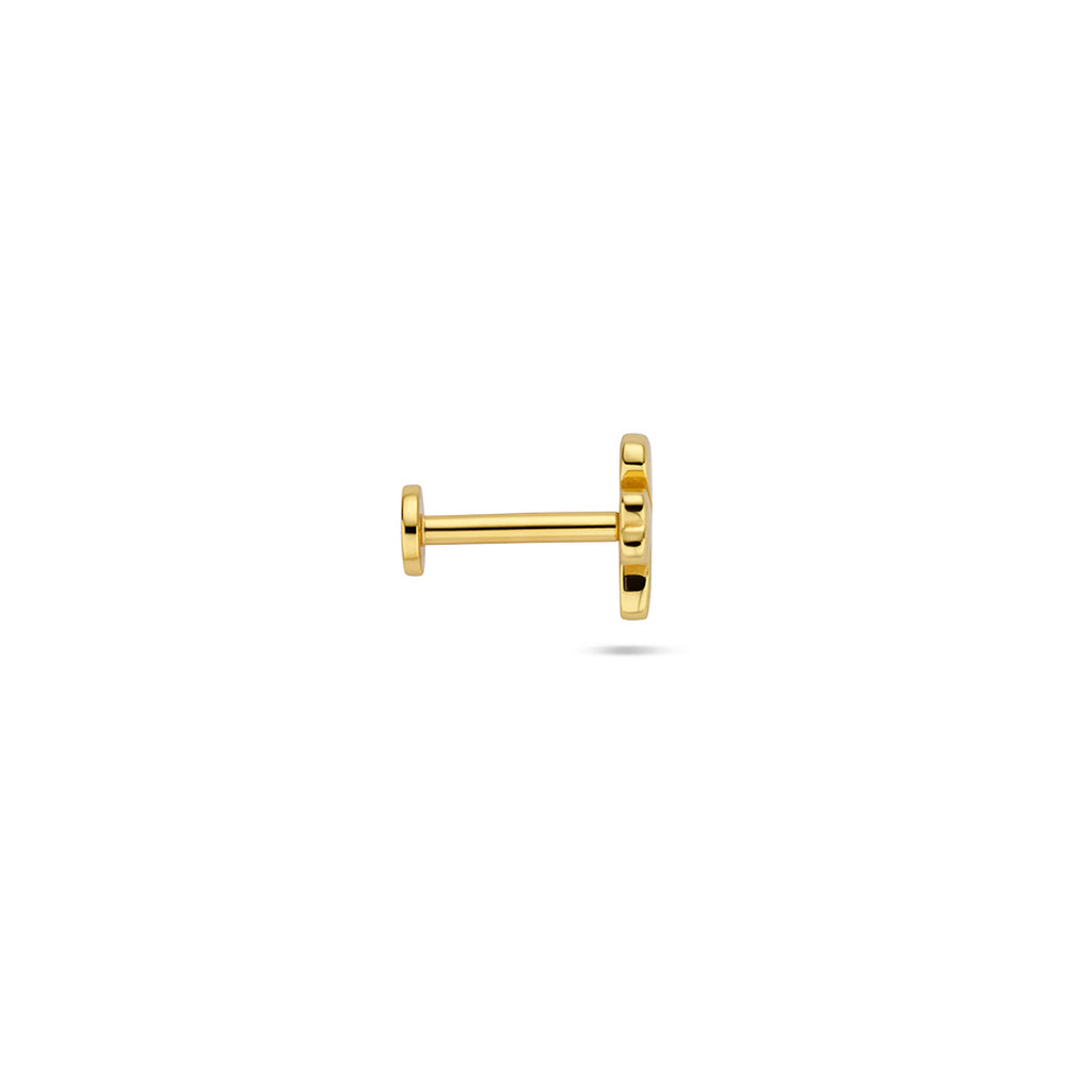 Flat Back Piercing Kleeblatt 6 mm 1 Mikron Silber vergoldet (Gelb)