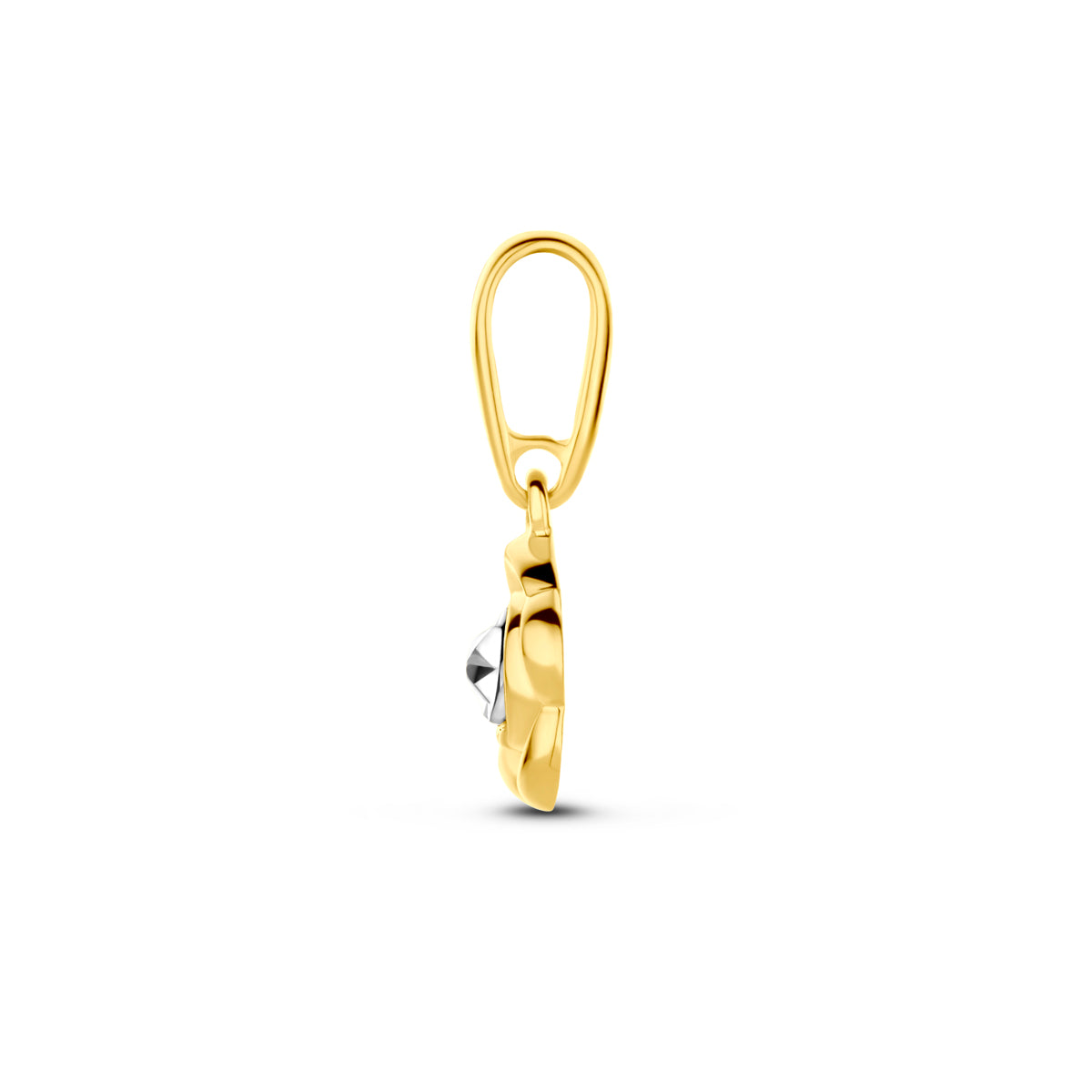 Anhänger Blume 12 mm 14K Bicolor Gold Gelb/Weiß