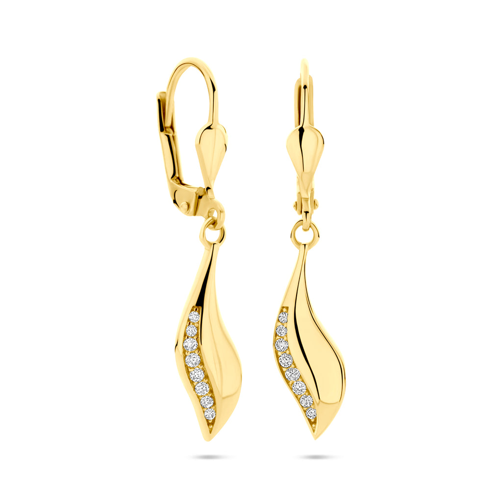 oorhangers zirkonia brisur haak 32 mm 14K geelgoud