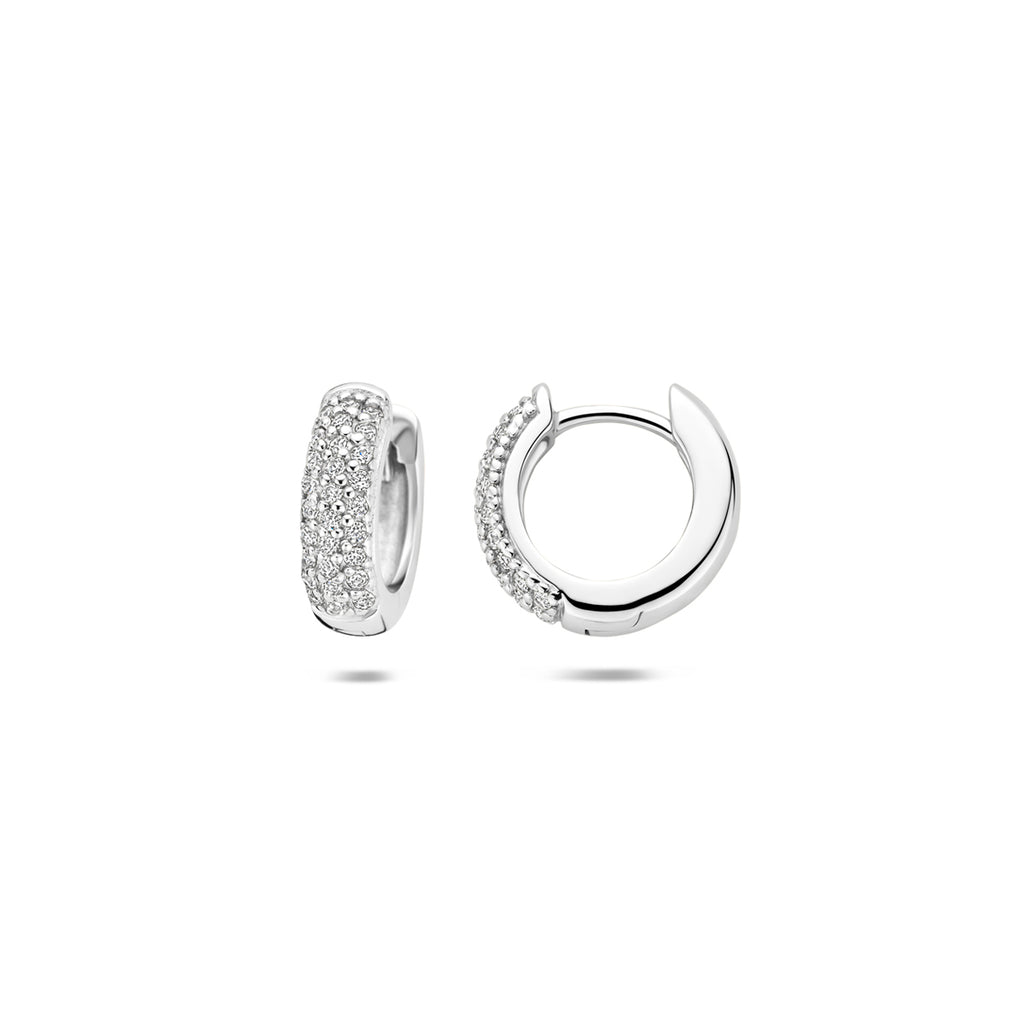 klapoorringen zirkonia 12 mm zilver gerhodineerd