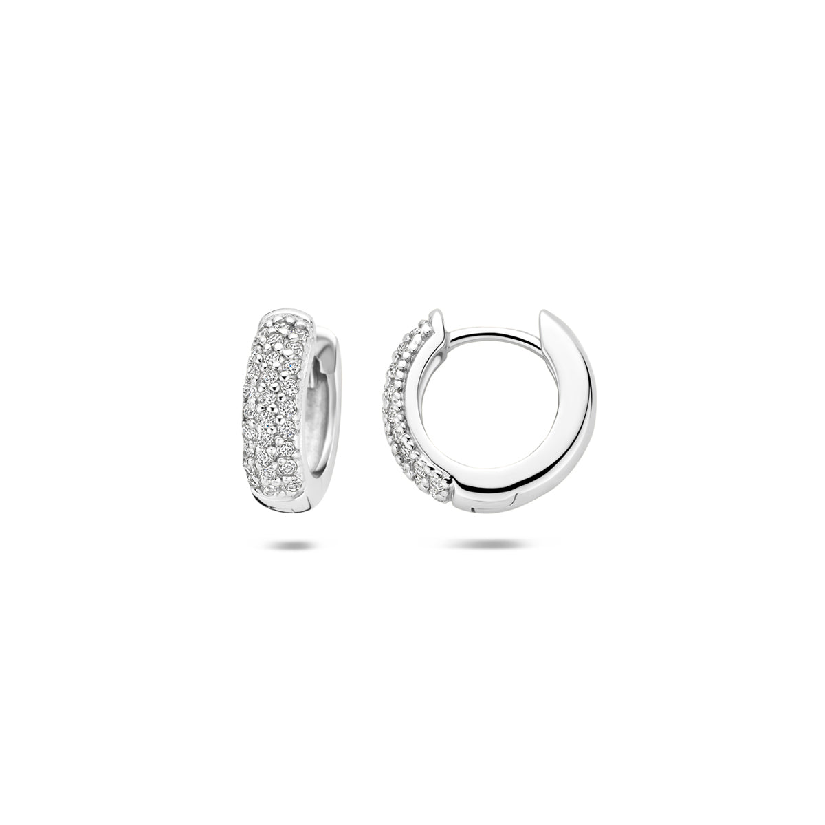 klapoorringen zirkonia 12 mm zilver gerhodineerd