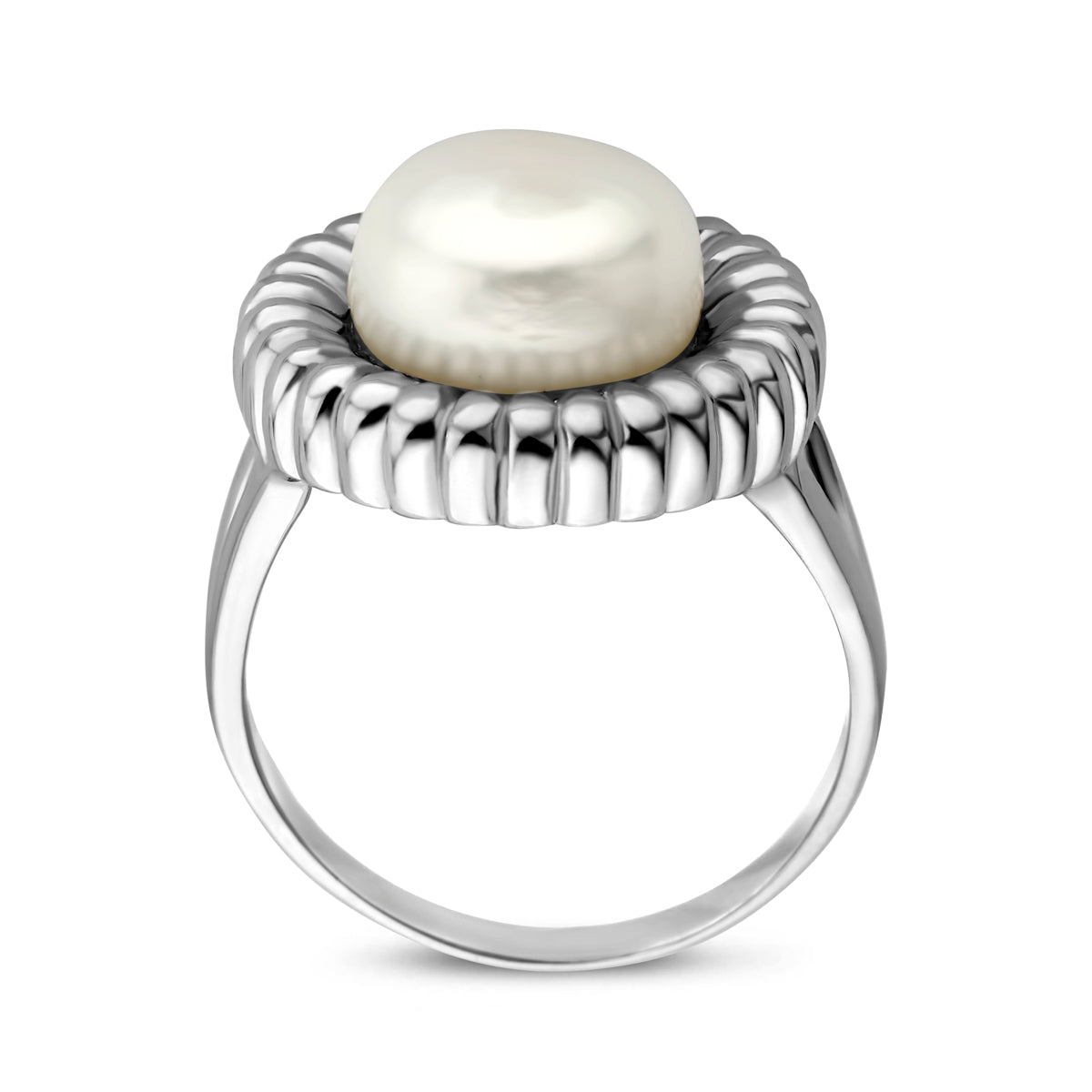 Ring Perle Silber rhodiniert