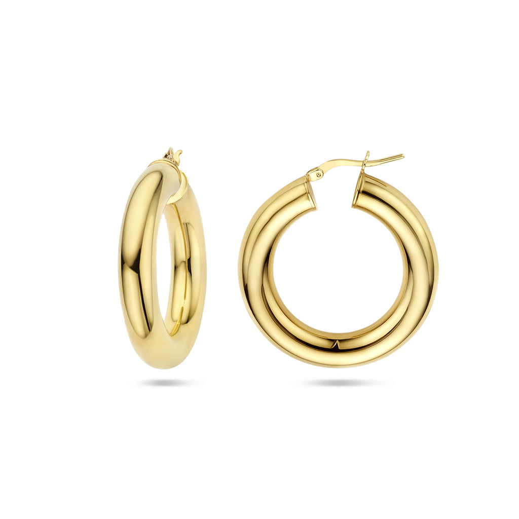 oorringen 6,0 mm ronde buis 1 micron zilver verguld (geel)