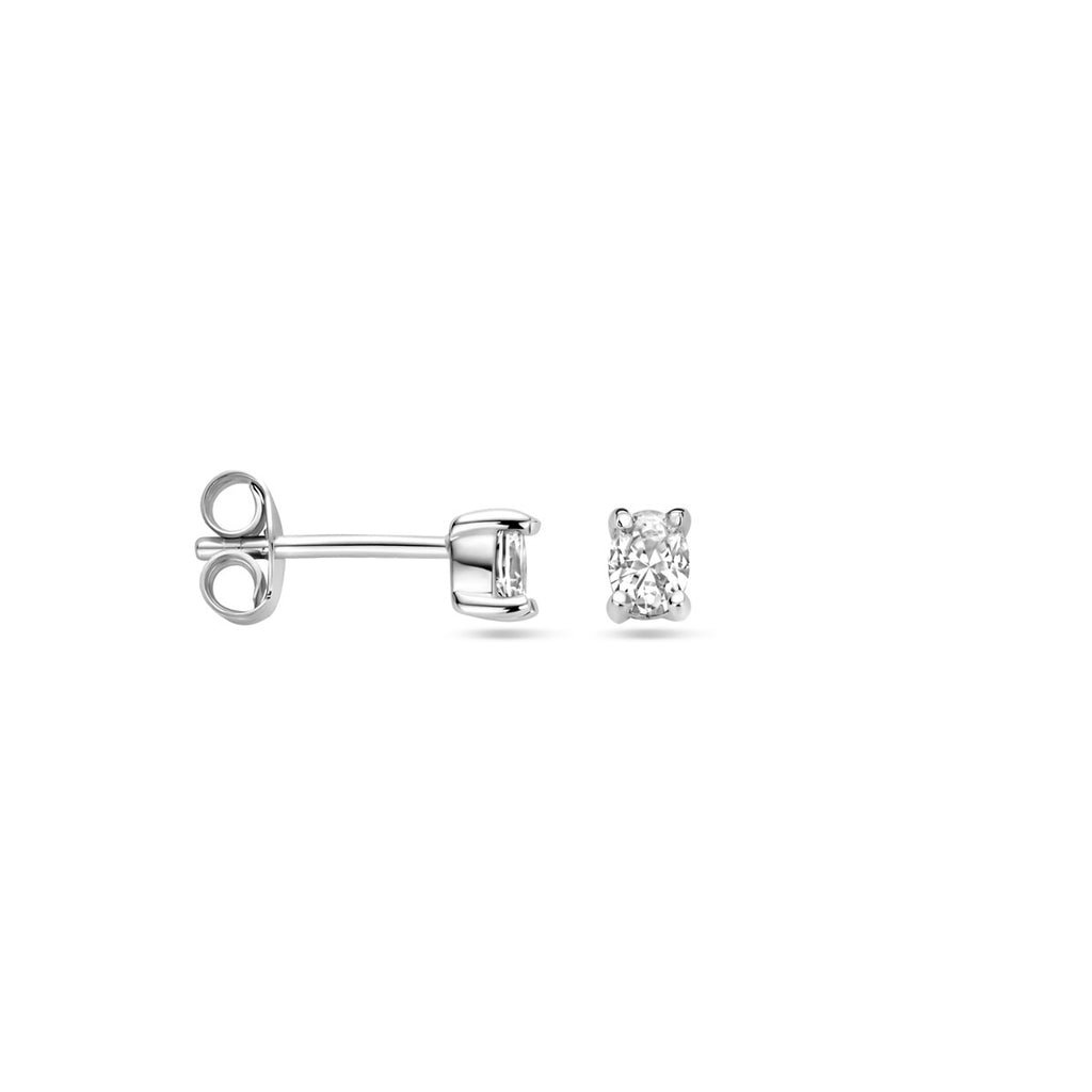 oorknoppen zirkonia 4 mm zilver gerhodineerd