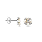 oorknoppen parel en zirkonia zilver gerhodineerd