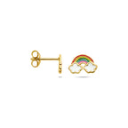 oorknoppen regenboog emaille 6,5 mm 1 micron zilver verguld (geel)