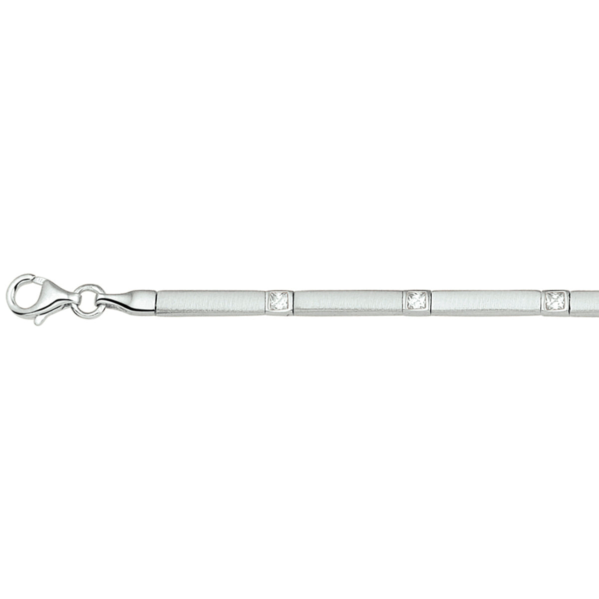 Armband Poly/Zirkonia matt 3,3 mm 19 cm Silber rhodiniert