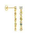 oorhangers wit, geel en groen zirkonia en synth. aquamarijn 22 mm 14K geelgoud