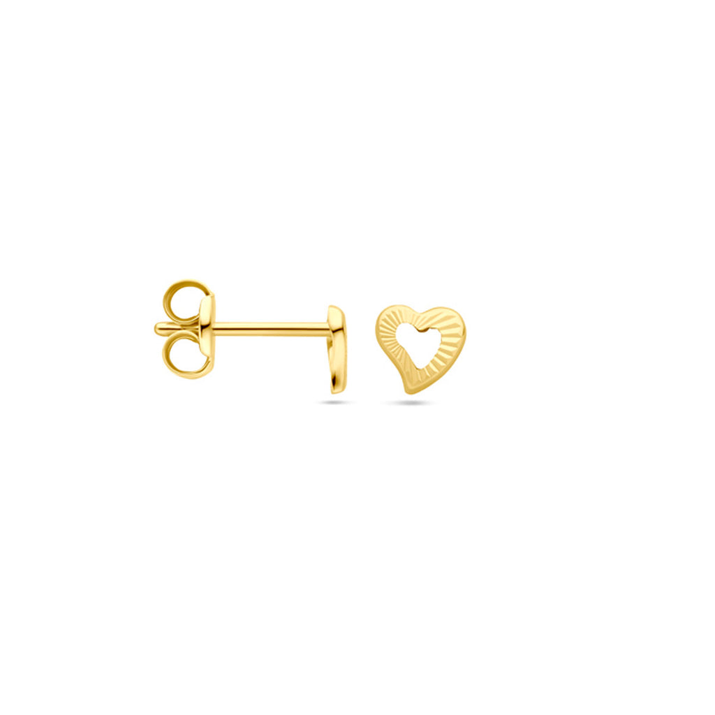 oorknoppen hart 4,5 mm 14K geelgoud