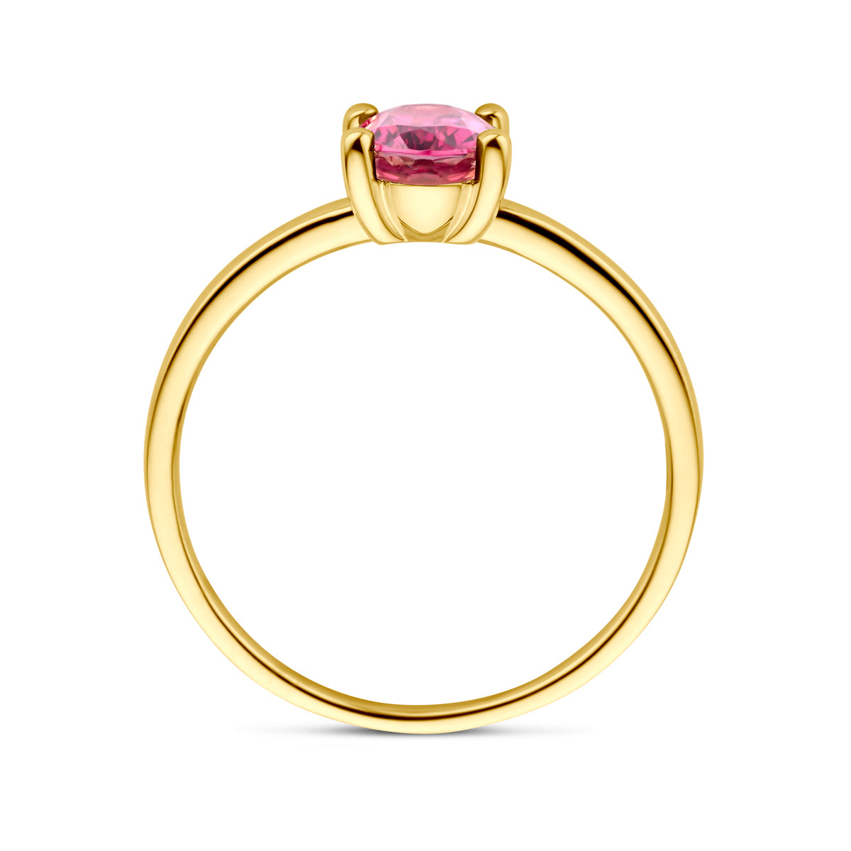 ring roze rhodoliet 14K geelgoud
