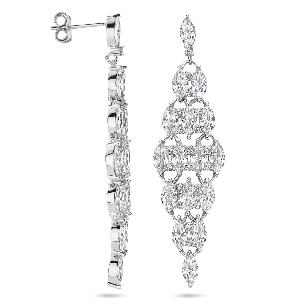 Ohrhänger Zirkonia 50 mm Silber rhodiniert