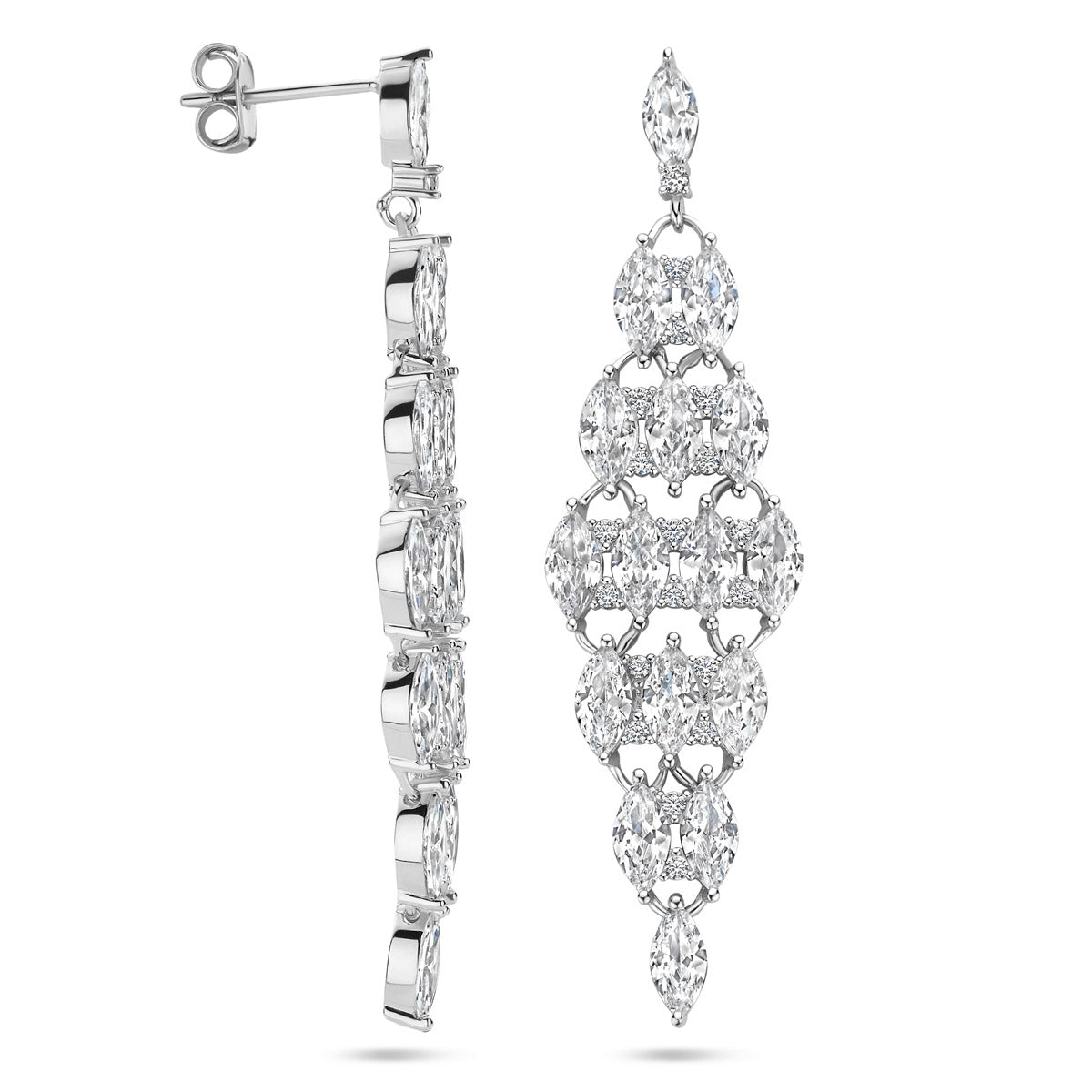 Ohrhänger Zirkonia 50 mm Silber rhodiniert