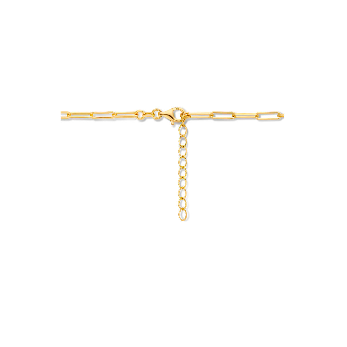 collier paperclip vierkante buis 3,0 mm 41 + 4 cm 3 micron zilver verguld (geel)
