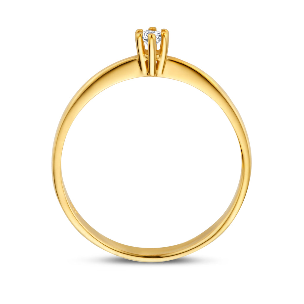 ring diamant 0.05ct h si 14K geelgoud