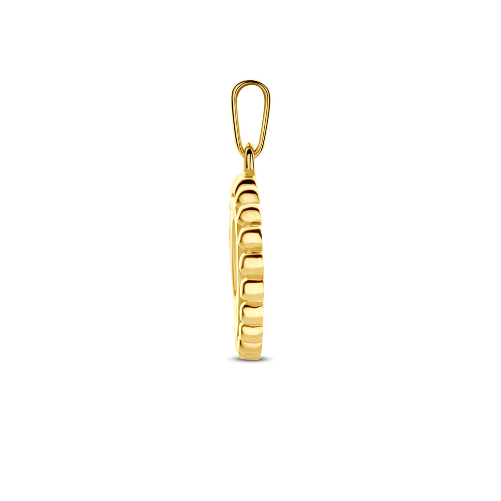 9k hanger rondje bolletjes zirkonia 13,5 mm 9K geel - rondje,bolletje,ringetje,draad