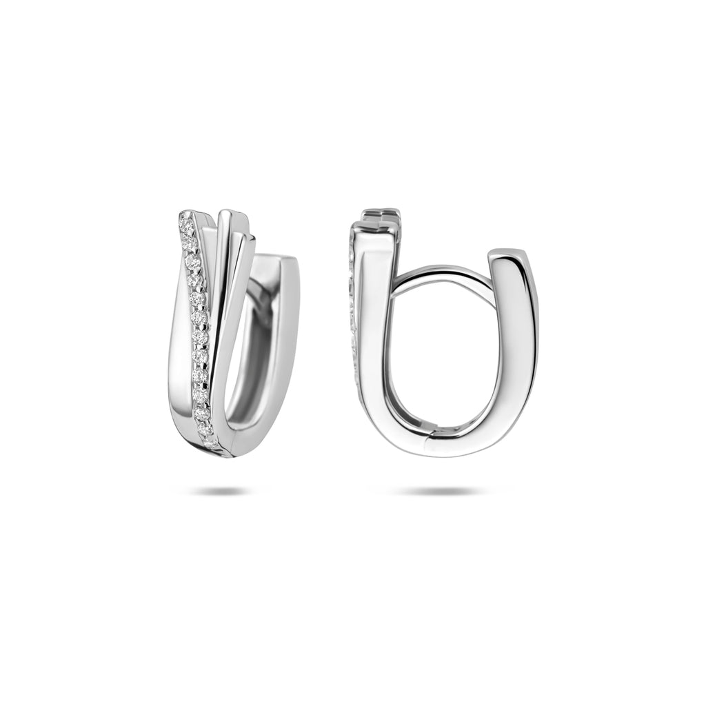 klapoorringen zirkonia 15,5 mm zilver gerhodineerd