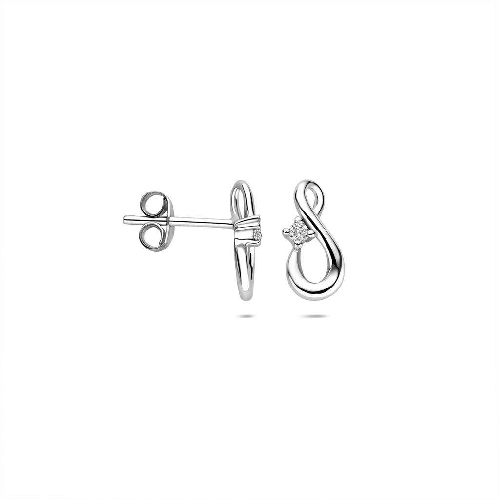 oorknoppen infinity zirkonia 12 mm zilver gerhodineerd