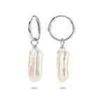 oorringen parel 38 mm zilver gerhodineerd