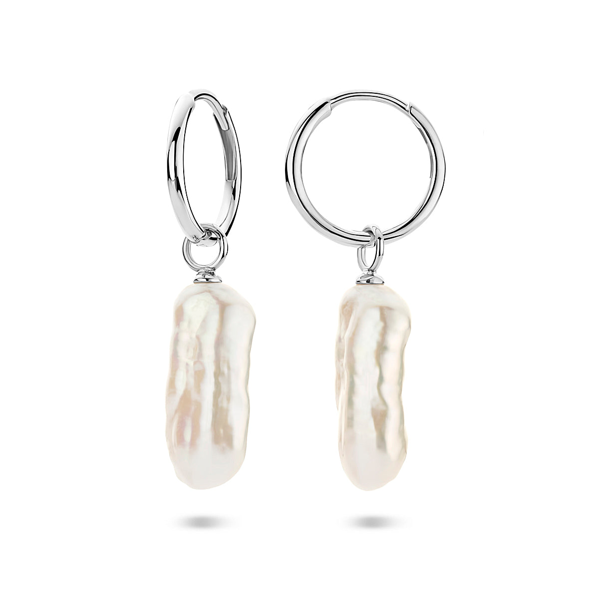 oorringen parel 38 mm zilver gerhodineerd