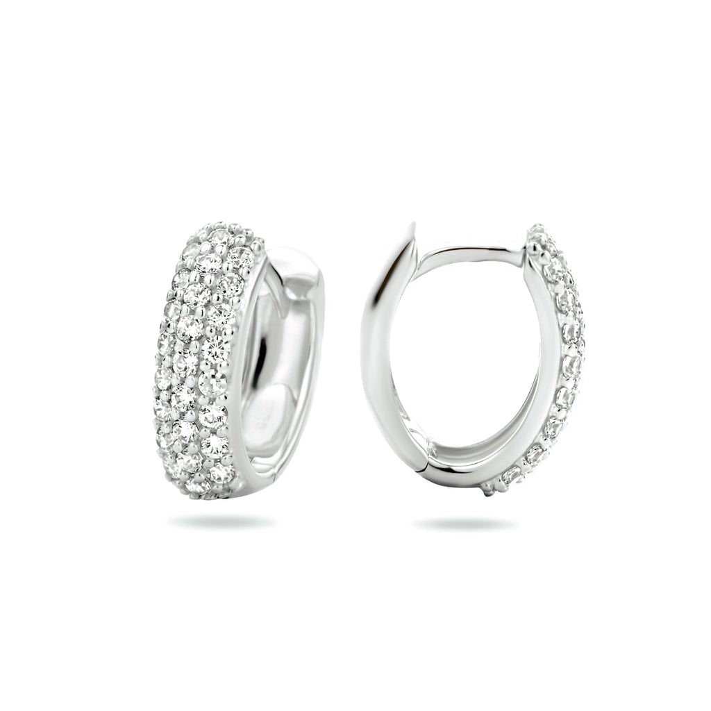 klapoorringen zirkonia 14K witgoud