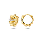 klapoorringen zirkonia 13,5 mm 1 micron zilver verguld (geel)