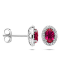 Ohrstecker rot und weiß Zirkonia Halo Silber rhodiniert