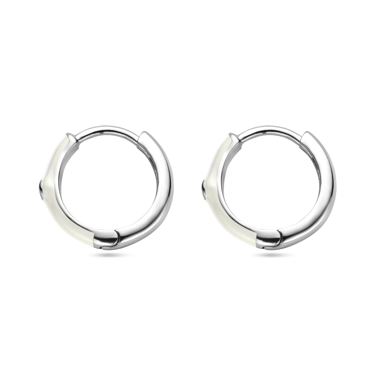 klapoorringen zirkonia en wit emaille zilver gerhodineerd
