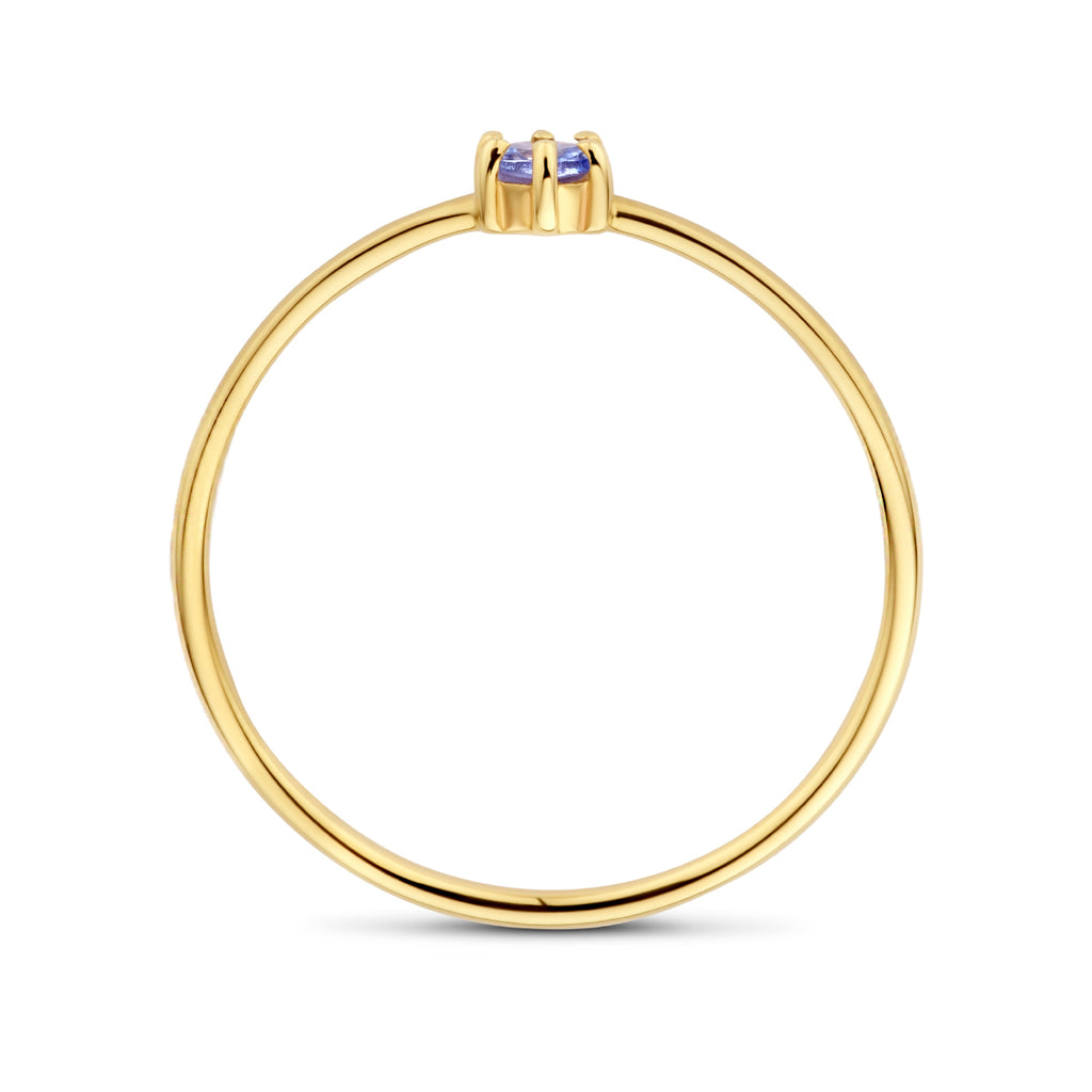 Ring mit Geburtsstein Tansanit, 14. Dezember, Gelbgold