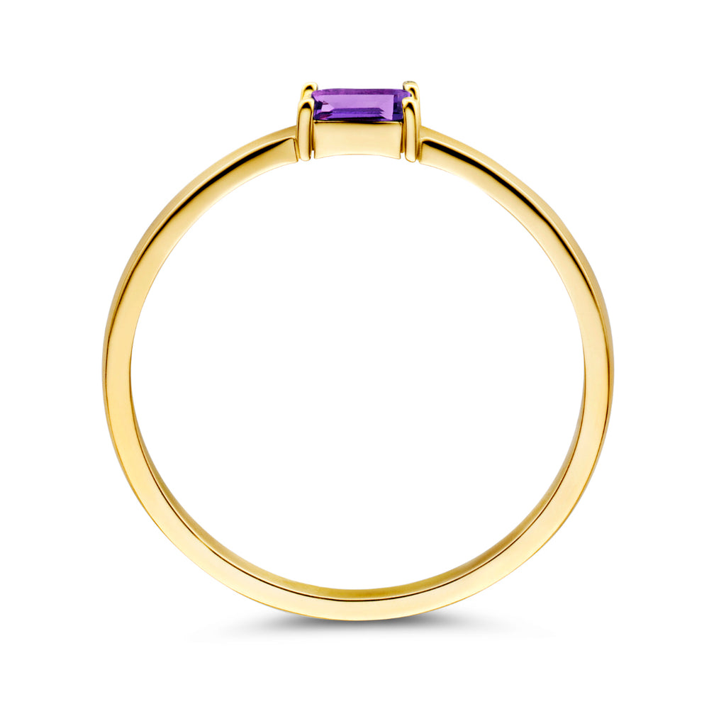 Ring mit Geburtsstein Amethyst Februar 14K Gelbgold
