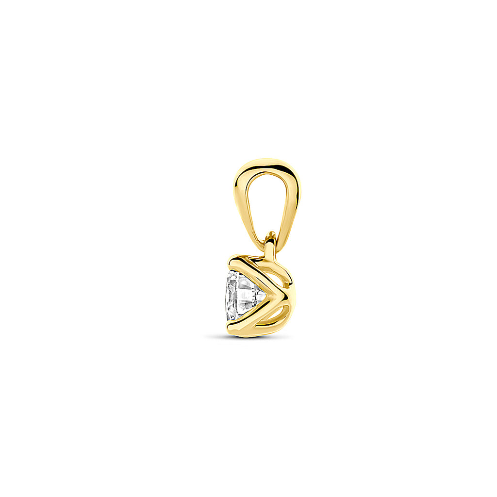 Anhänger Lab Grown Diamant 0.25ct H SI 9.5mm 14K Gelbgold