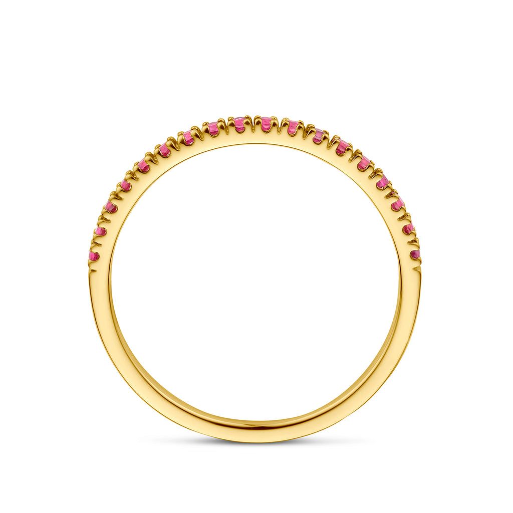 ring met geboortesteen robijn juli 14K geelgoud