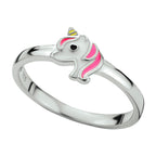 ring eenhoorn emaille zilver gerhodineerd
