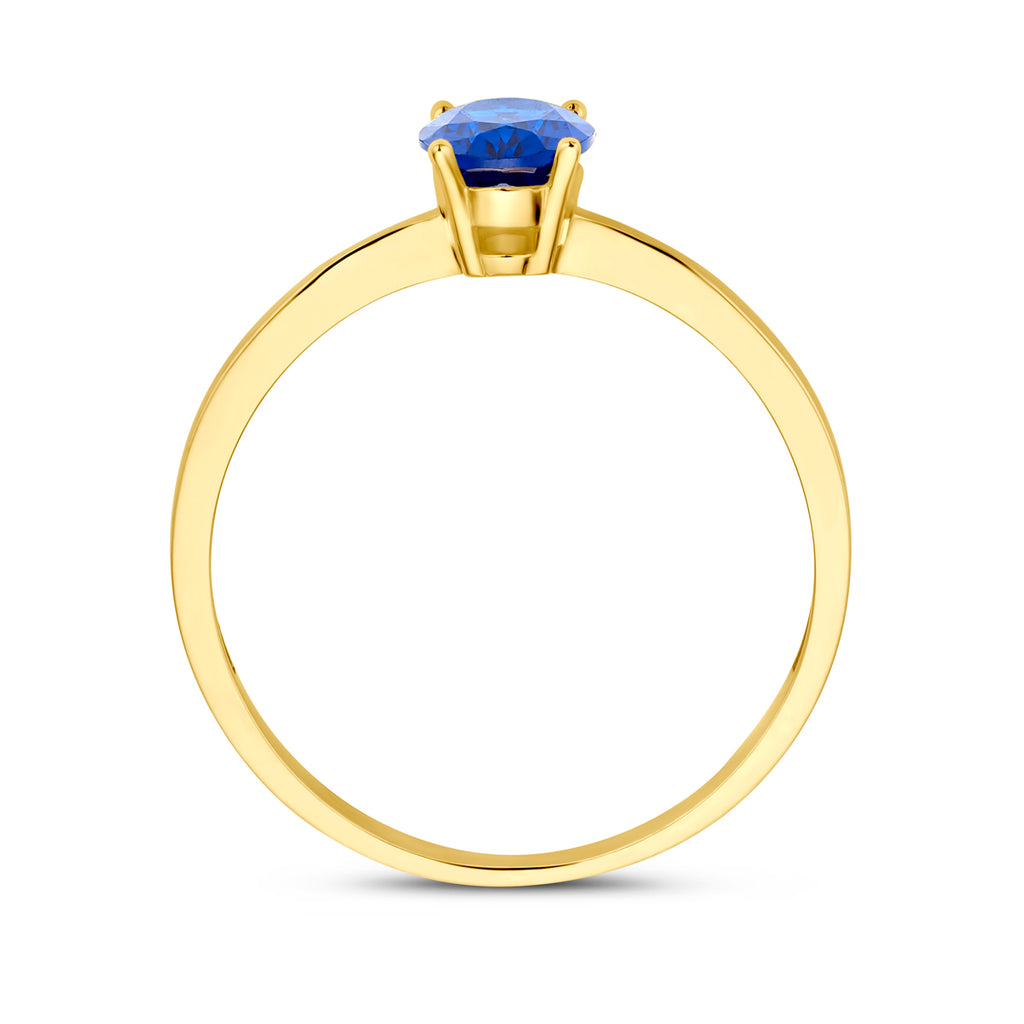 ring donkerblauw zirkonia 14K geelgoud